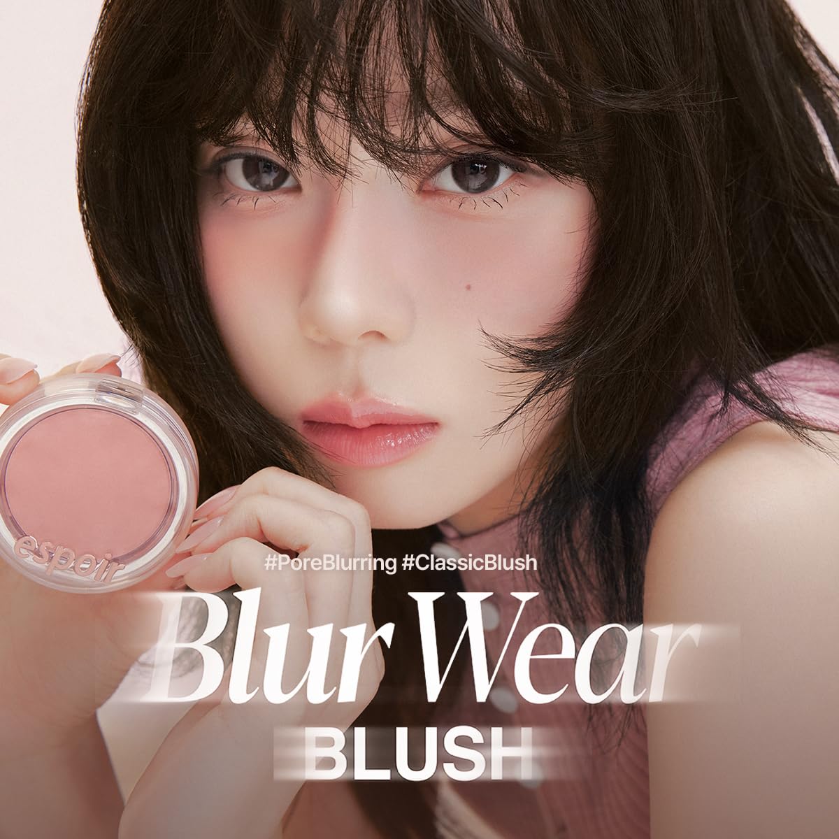 Espoir compact open revealing blur powder surface and quick application benefit