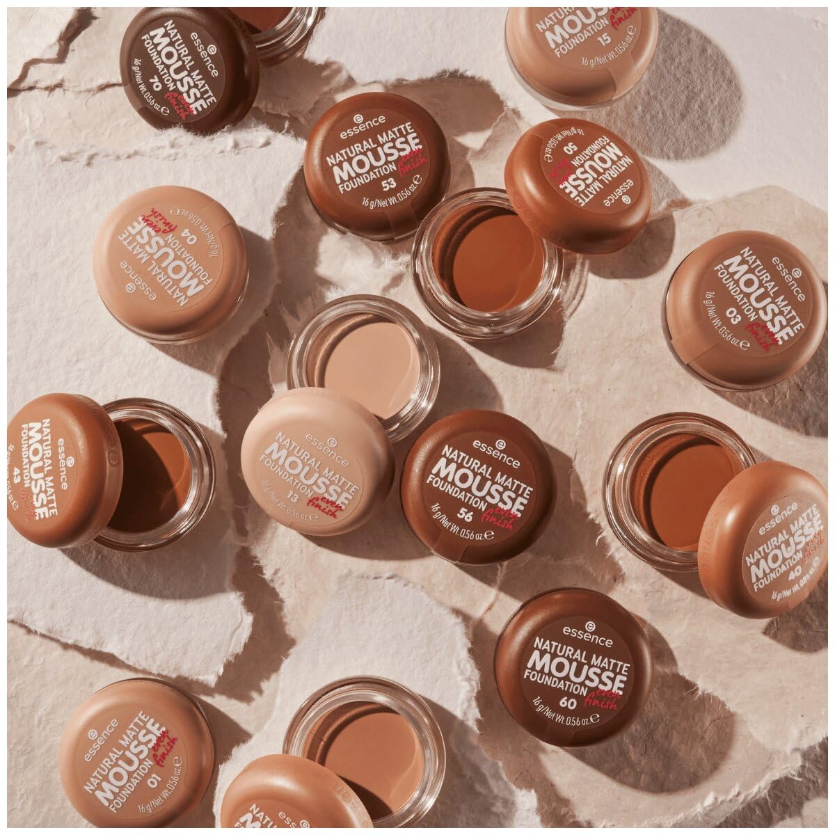 Essence Cosmetics open pot top view illustrating lightweight mousse consistency benefit