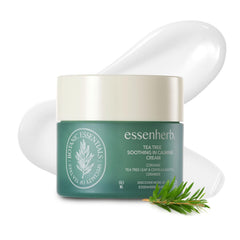 ESSENHERB front packaging showing tea tree calming cream for soothing skin