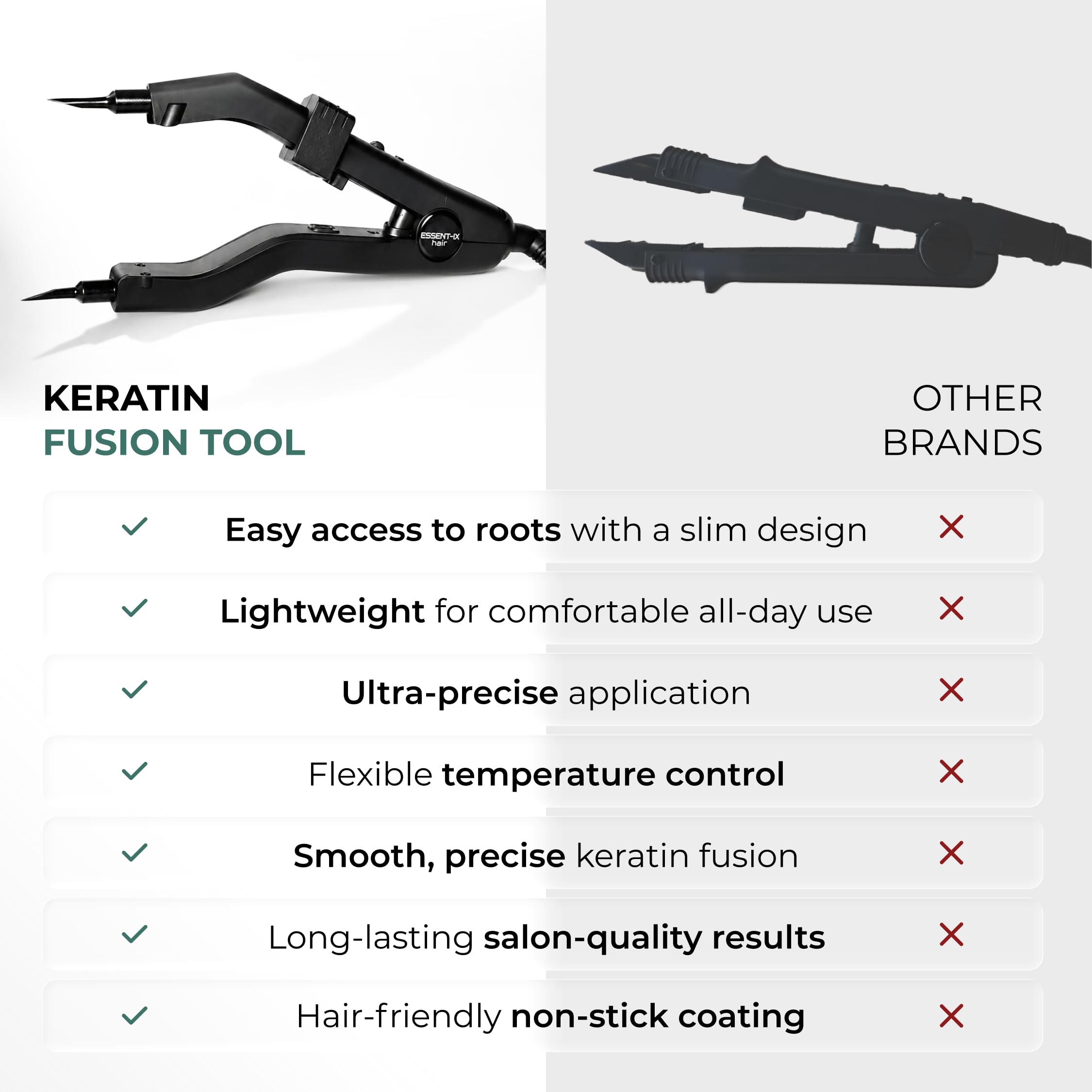 ESSENT-IX tool in salon use bonding extensions with controlled heat for professional results