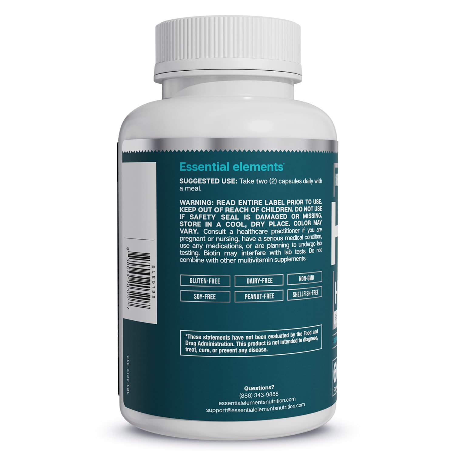 Essential Elements supplement label and nutrition facts for transparency