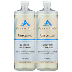 Essentials front packaging showing unscented refill and moisturizing glycerin benefit