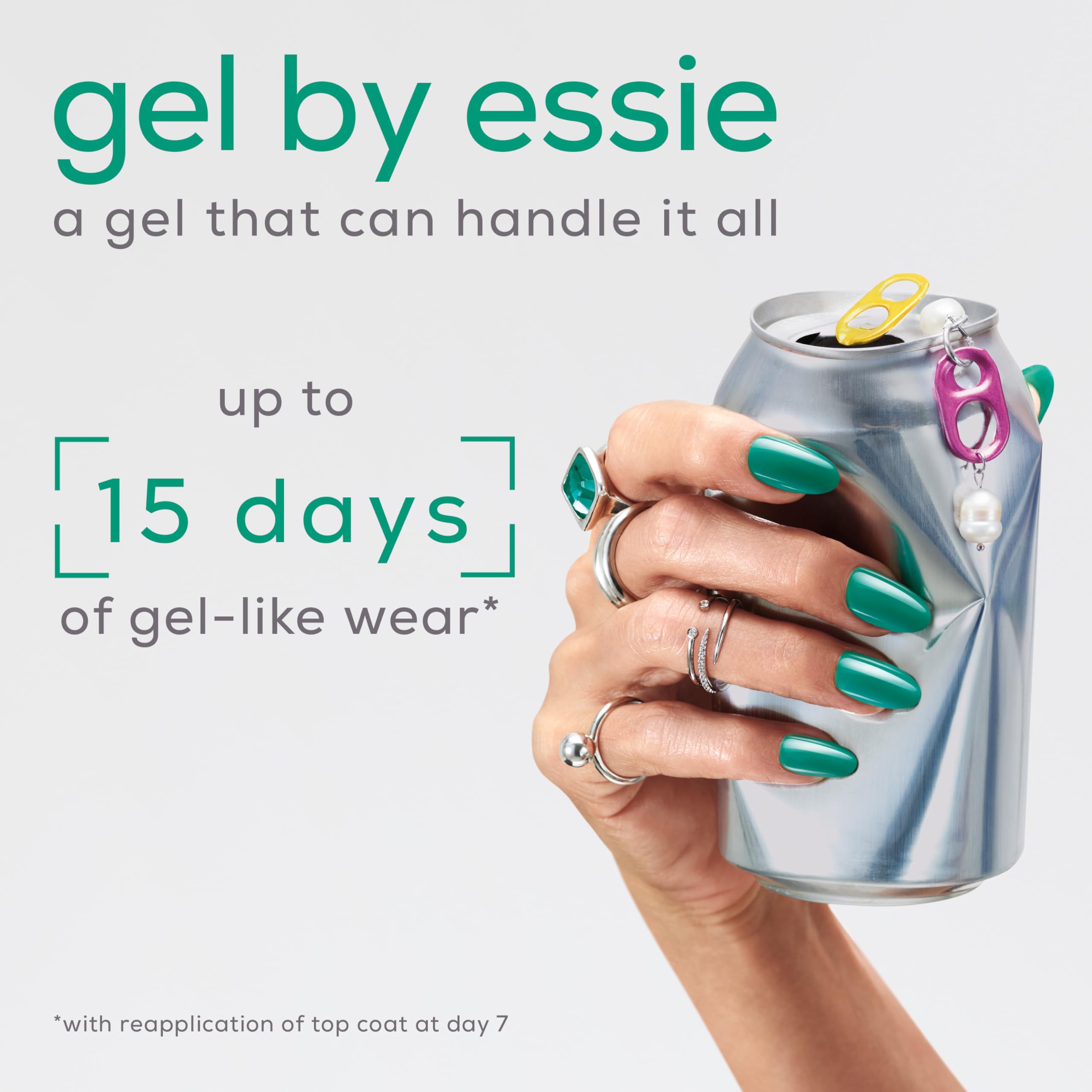 essie bottles in hand for scale, illustrating compact travel-friendly kit benefit
