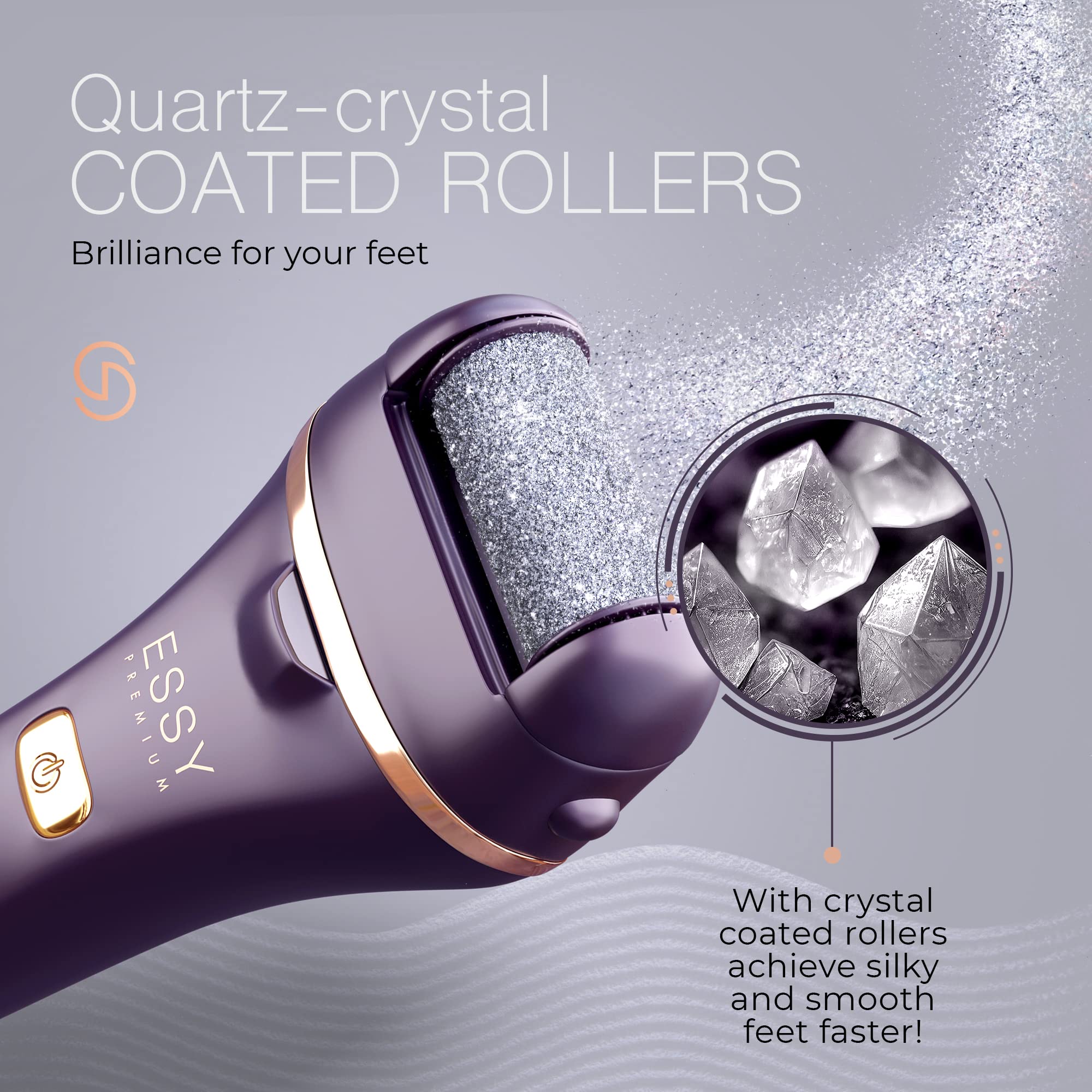 Essy close-up of abrasive roller head demonstrating texture and effective exfoliation