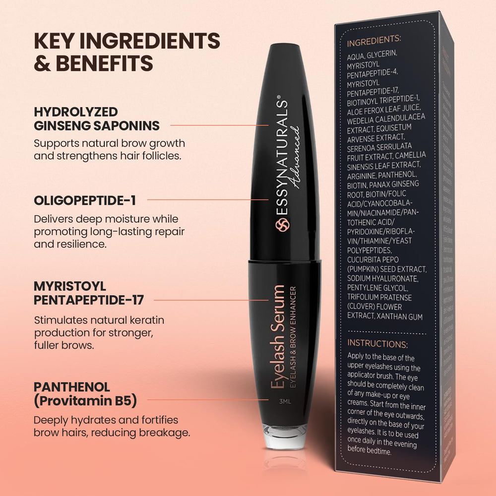 Essynaturals Advanced applying serum to brows to improve thickness