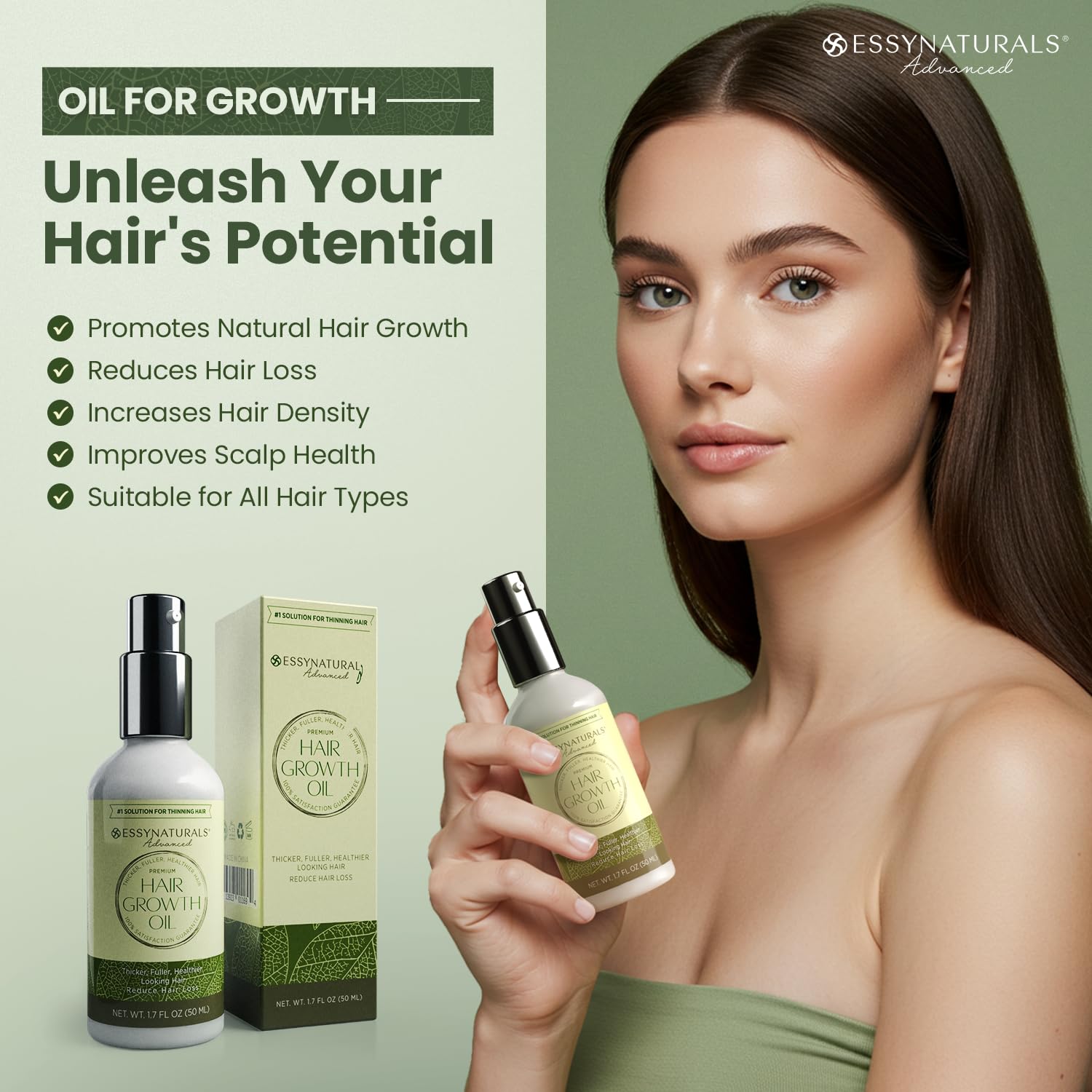 Essynaturals oil texture closeup demonstrating lightweight, non-greasy finish