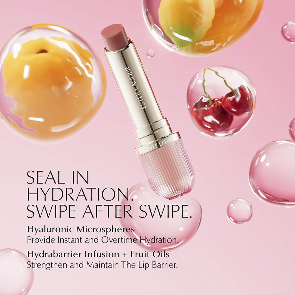 Estée Lauder lifestyle image of person applying balm highlighting instant hydration and everyday wear benefit