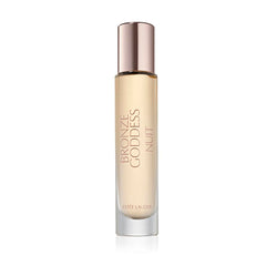 Estée Lauder Bronze Goddess Nuit front packaging showing travel bottle and branding benefits
