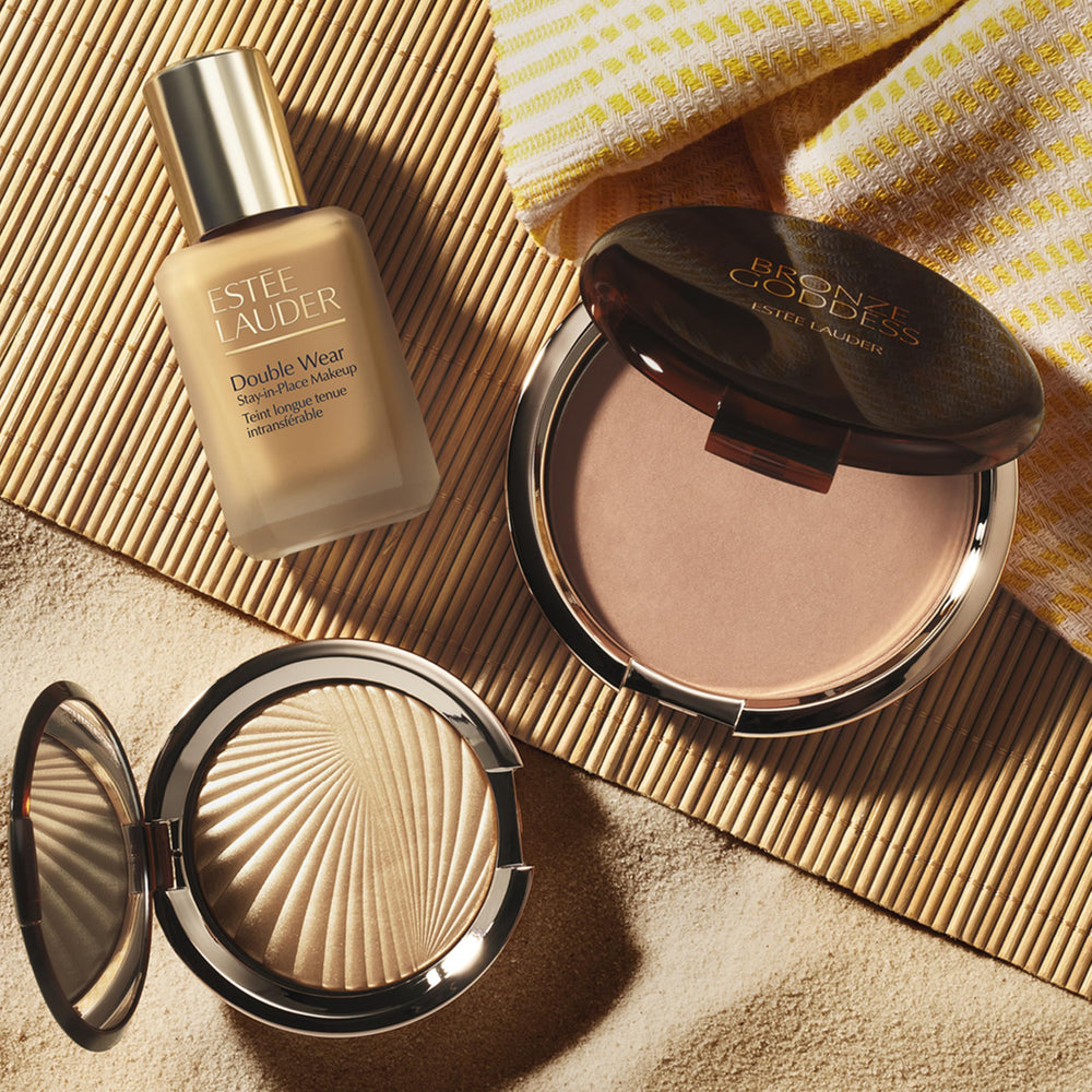 Estée Lauder Bronze Goddess packaging label close-up showing product details and shade