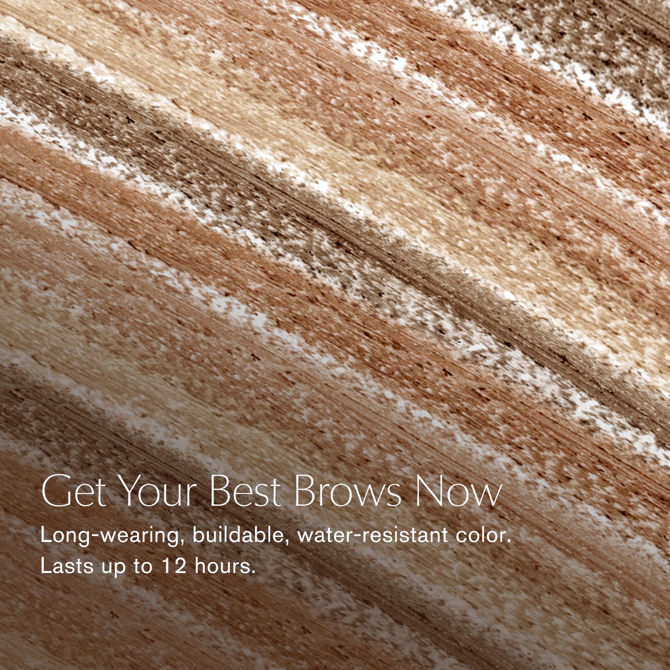 Estée Lauder Brow Now spoolie closeup blending color for natural finish