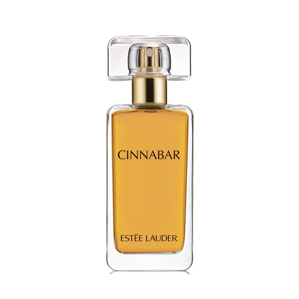 Estée Lauder Cinnabar front bottle showing elegant packaging and easy application benefit