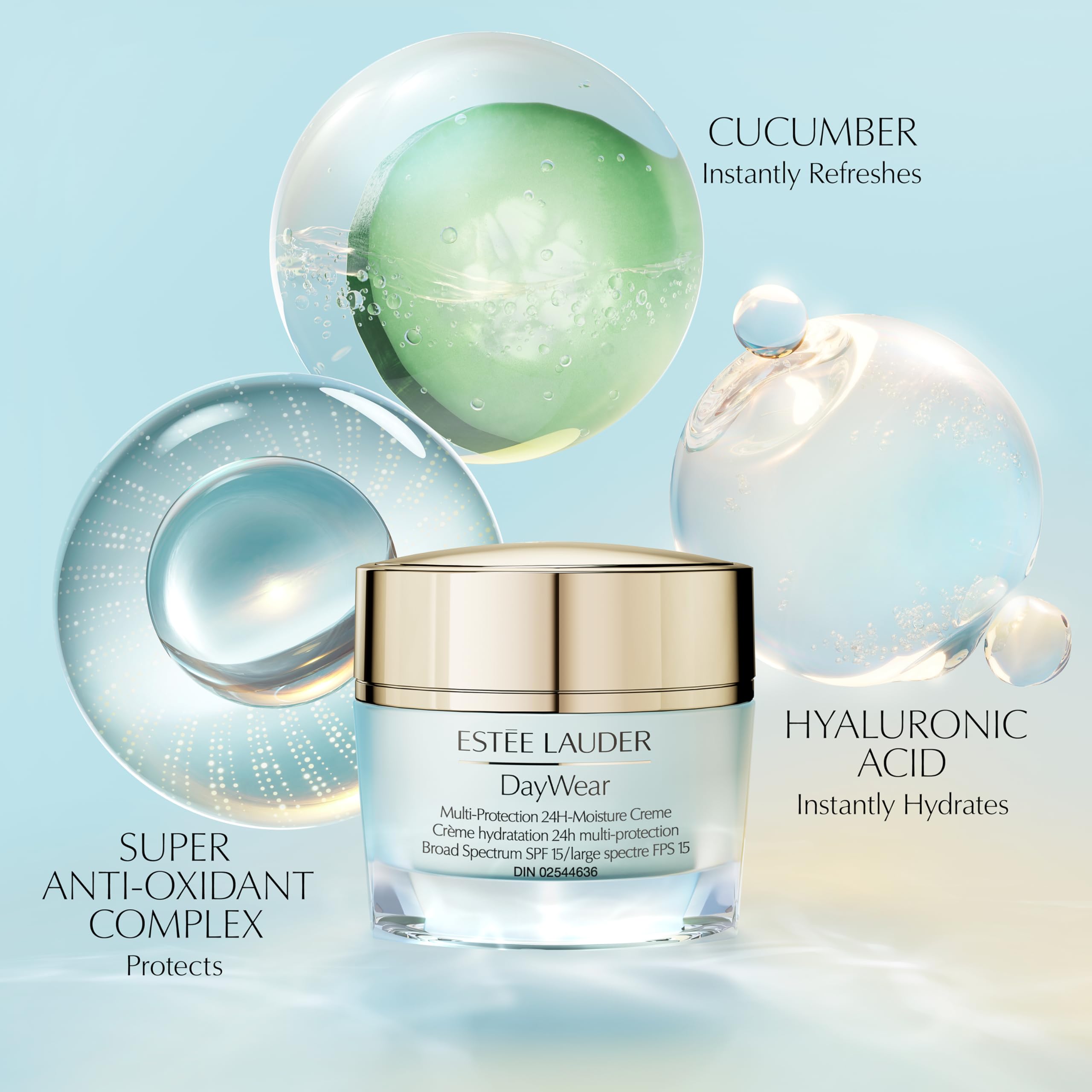 Estée Lauder DayWear open jar top view highlighting nourishing formula benefit