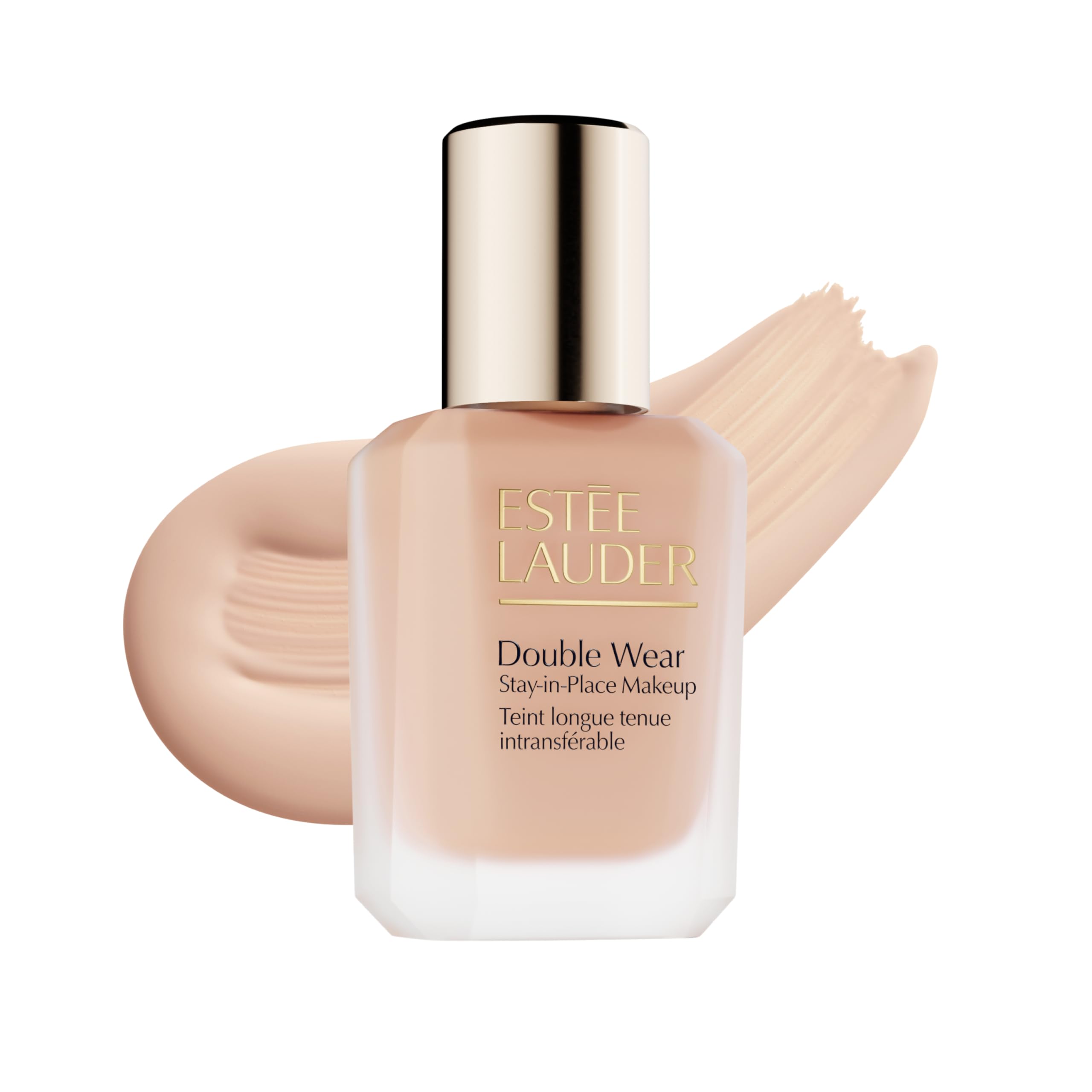 Estée Lauder bottle front view showing sleek packaging and lasting coverage benefit
