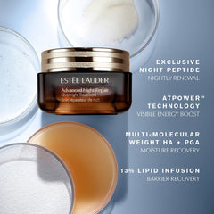 Estée Lauder jar next to ruler to show 2.2 oz size and travel-ready benefit