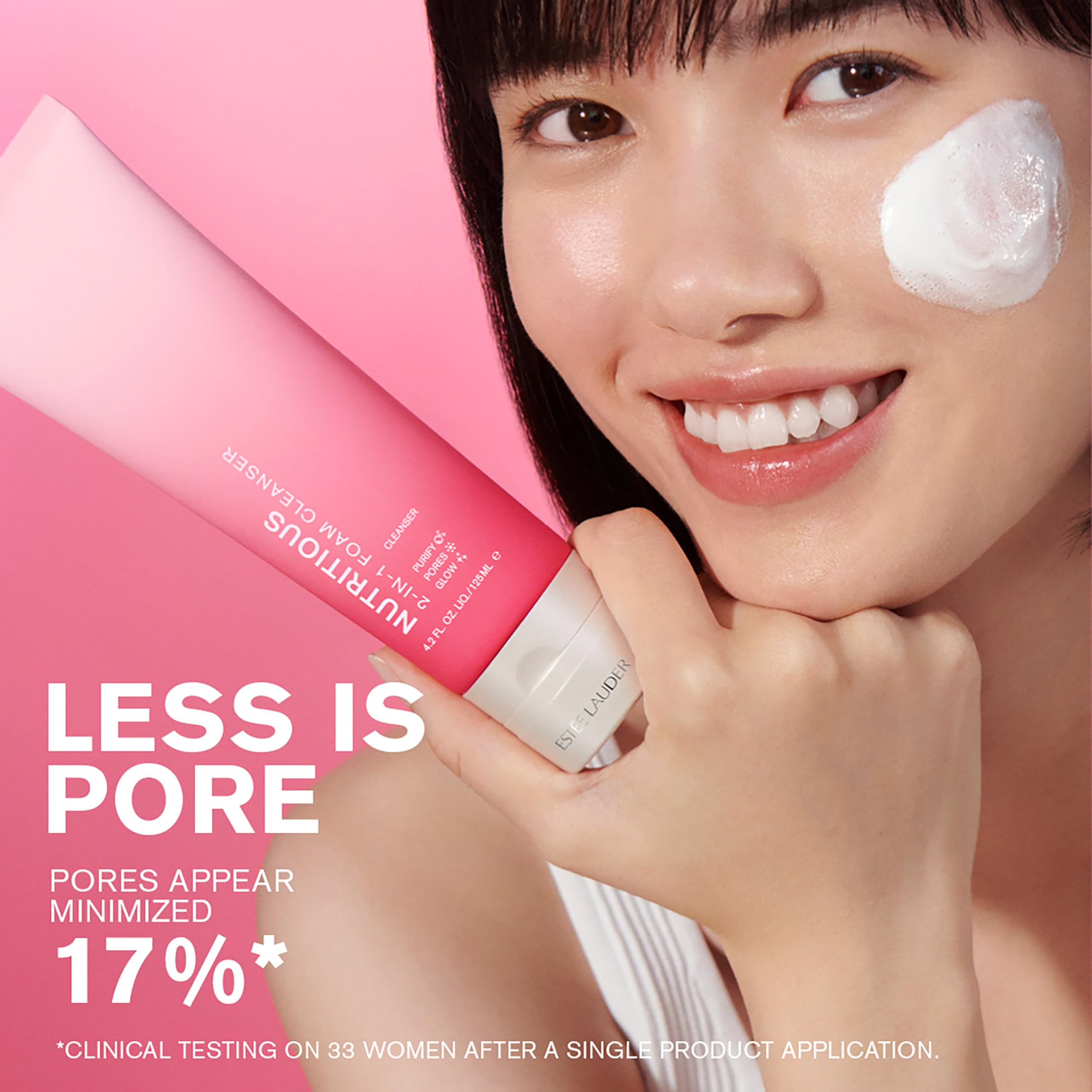 Estée Lauder foam texture close-up highlighting gentle cleansing action