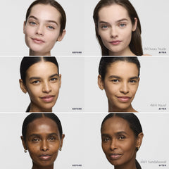 Estée Lauder powder texture close-up highlighting velvet-soft micro-fine formula benefit