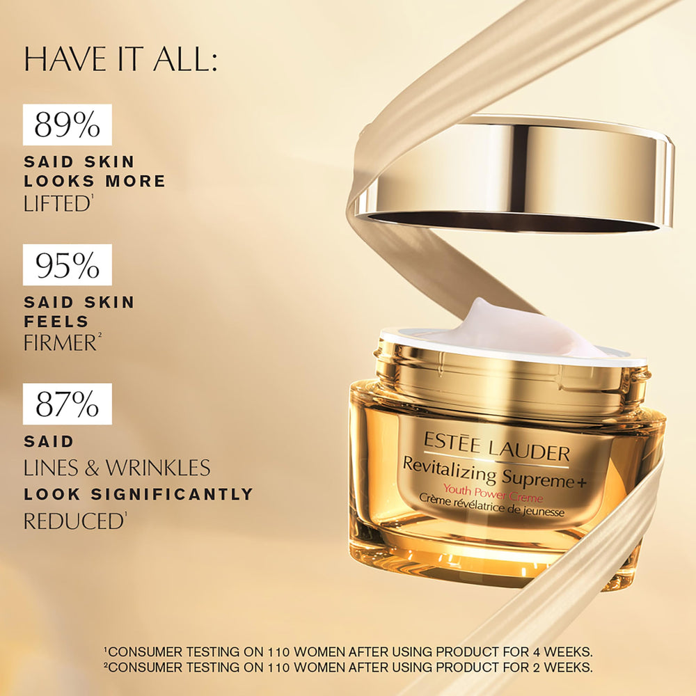 Estée Lauder 1.7 oz jar next to ruler, provides clear size and scale reference