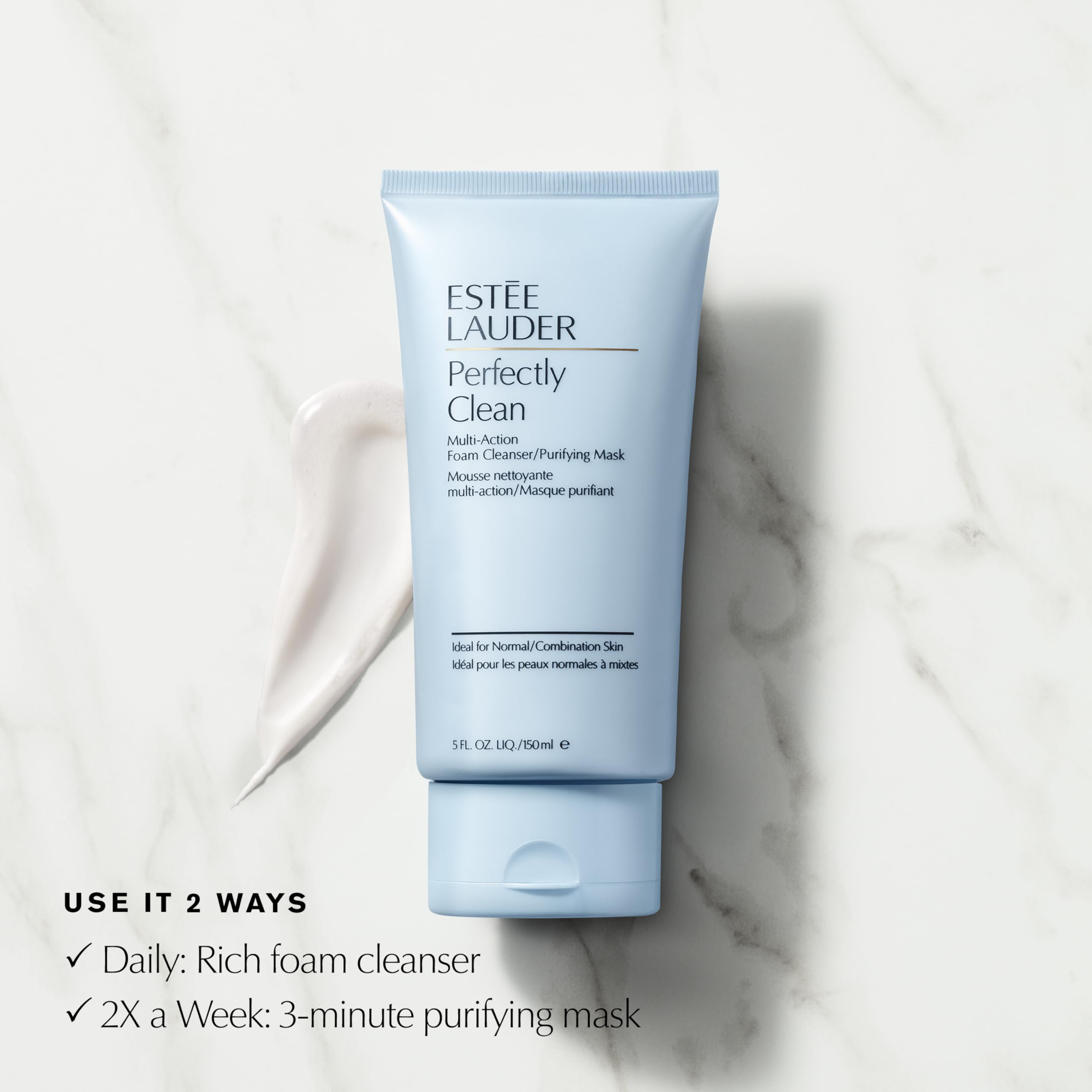 Estée Lauder bottle beside measurement for 5 fl oz size clarity and scale