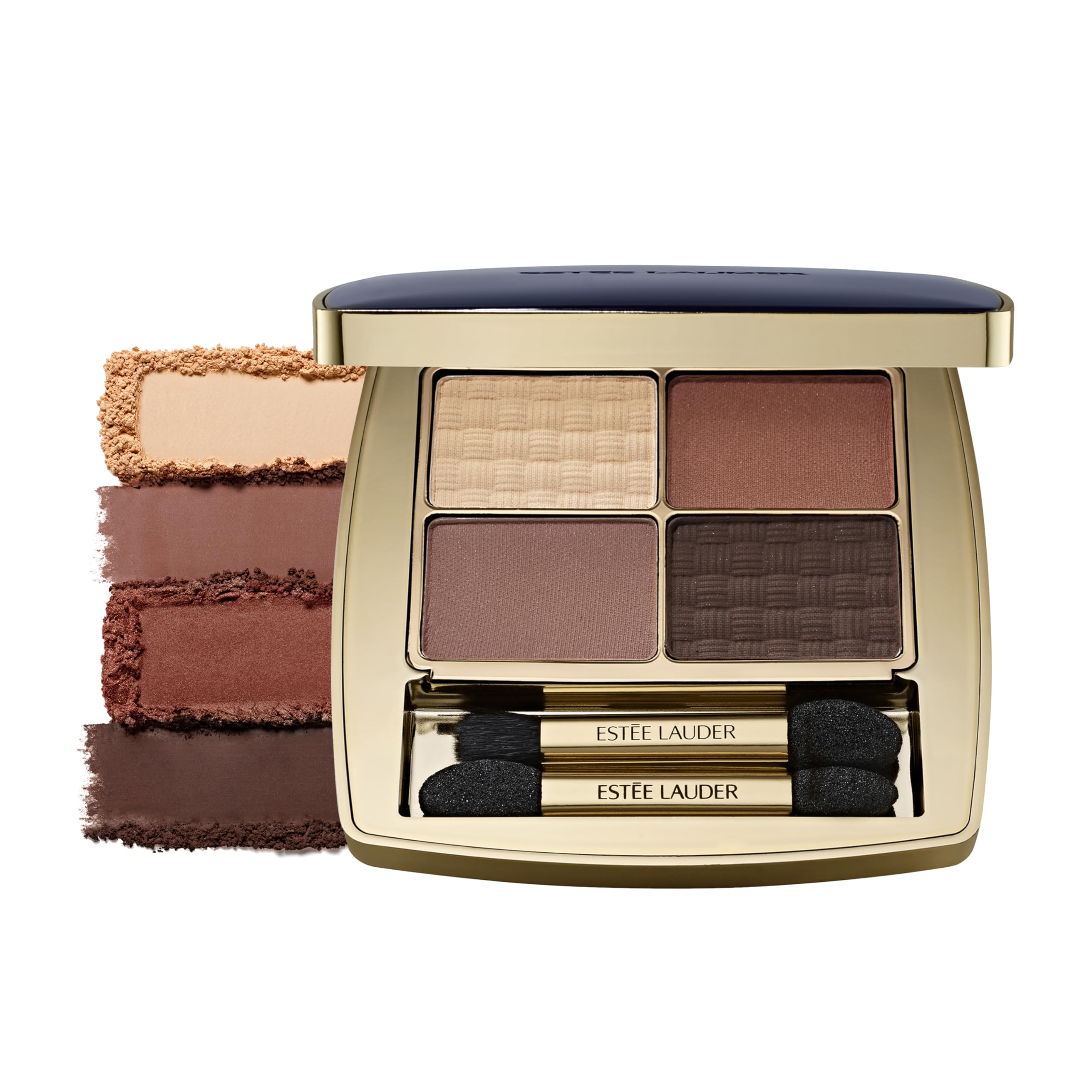 Estée Lauder front packaging showing elegant compact and branding benefit portability