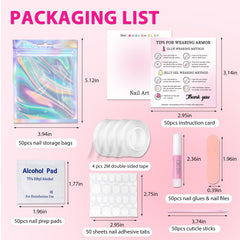 ESUOHYM instruction card with size-sorting back for quick correct nail sizing