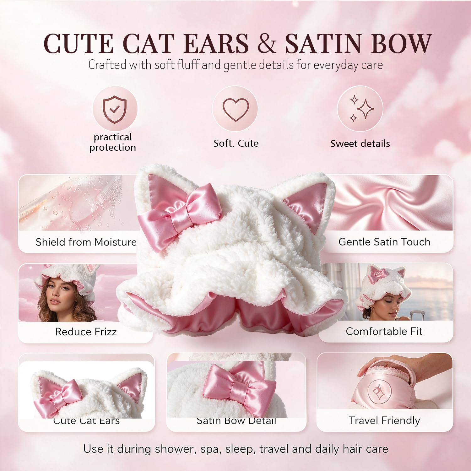 Etcial cat ears detail shot highlighting stylish design and bedtime charm