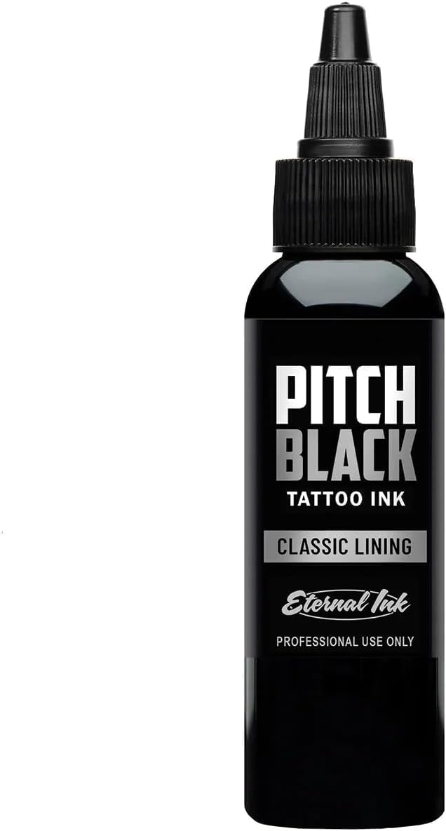 Eternal Ink pitch black bottle cap detail showing secure seal for studio safety
