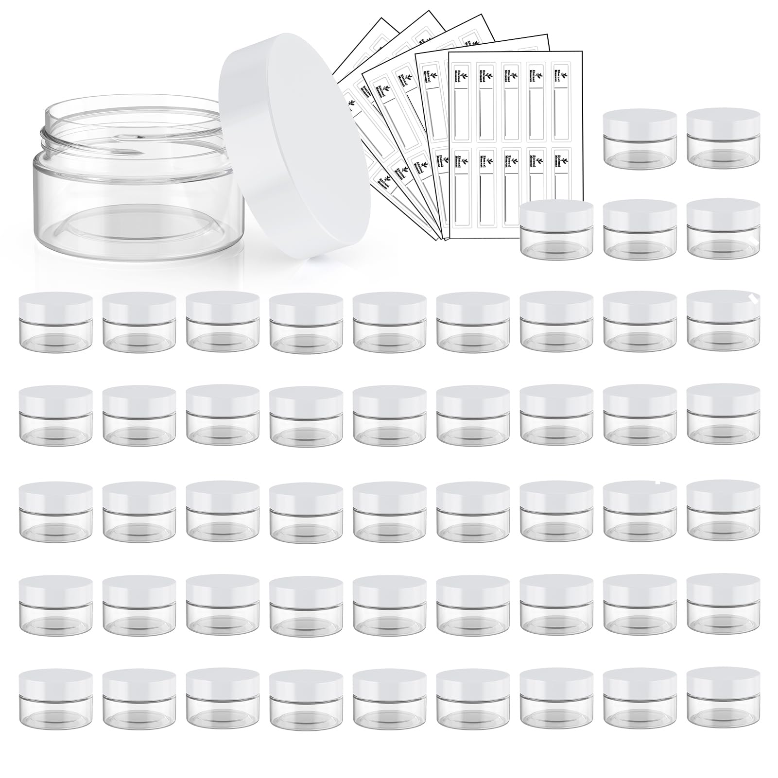 Eternal Moment front pack of 50 clear 1oz jars showing value and contents