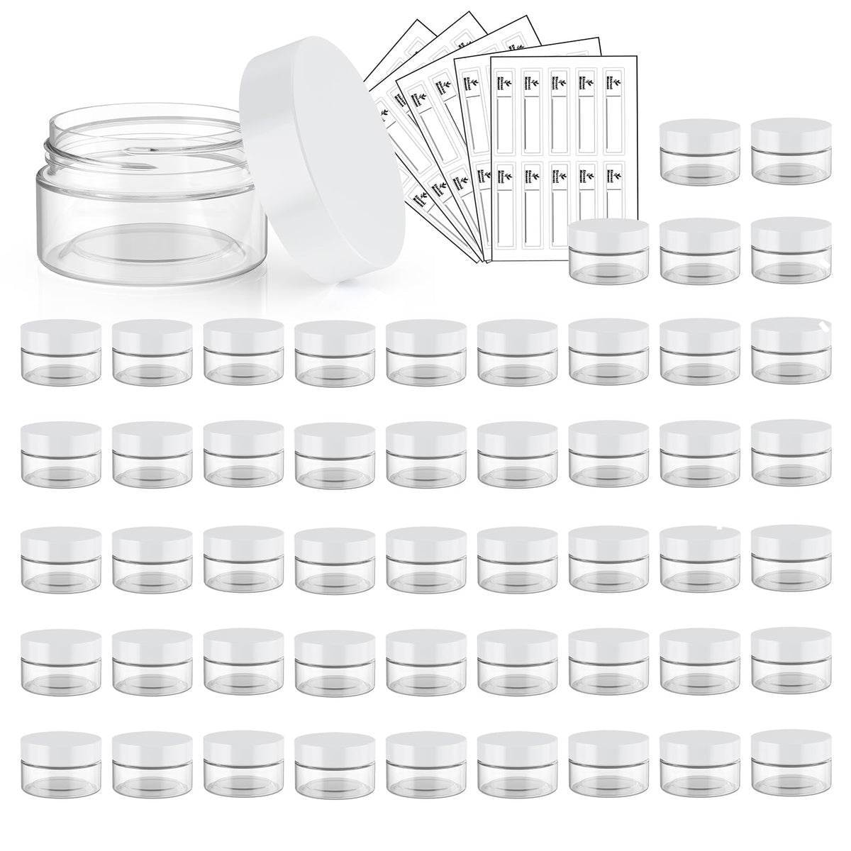 Eternal Moment front pack of 50 clear 1oz jars showing value and contents