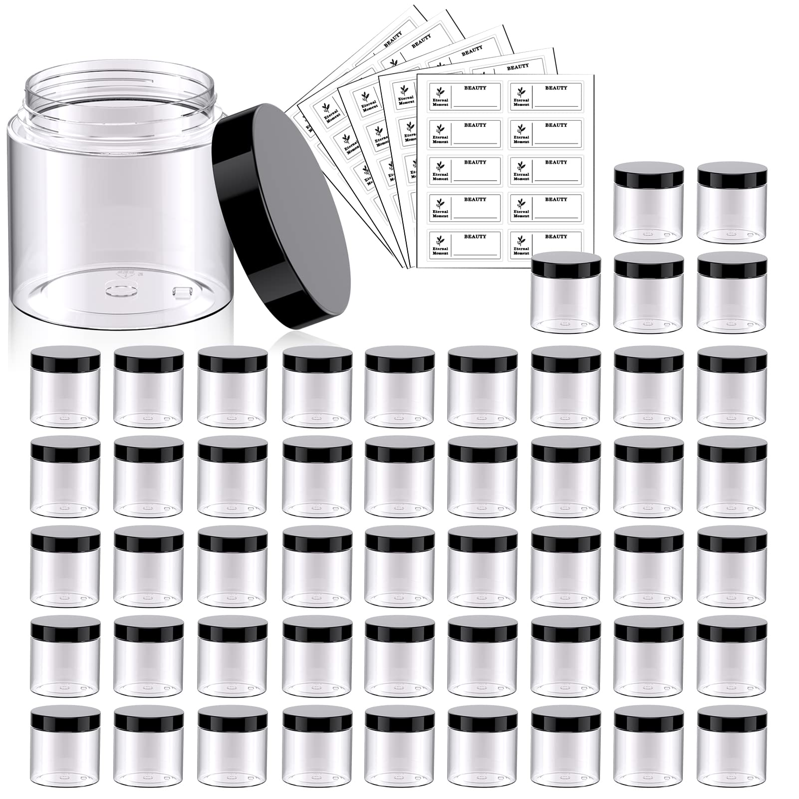 Eternal Moment front view of 50-pack clear jars showing organized storage benefit