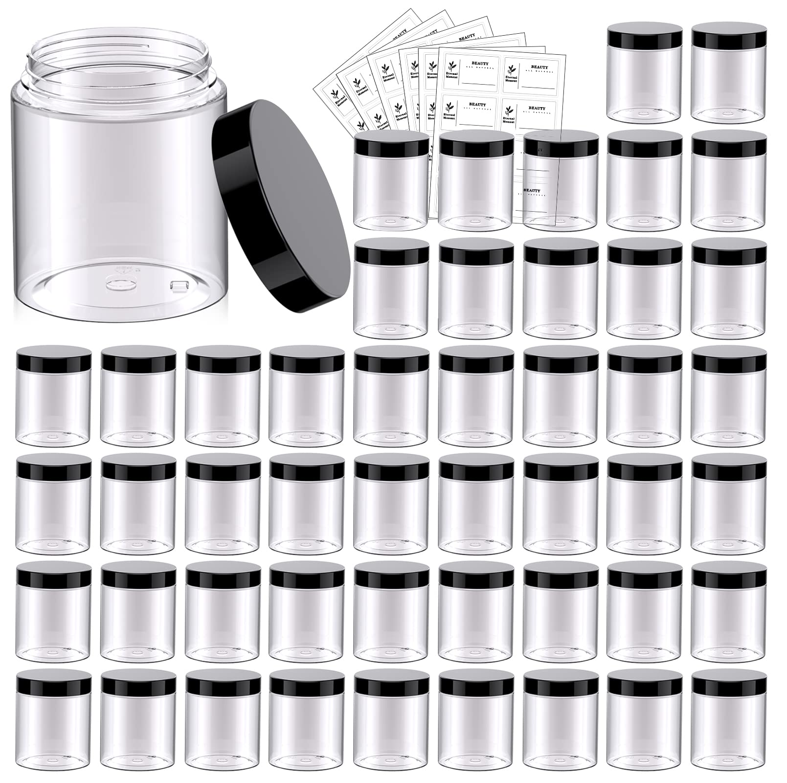 Eternal Moment front view of 48-pack jars showing quantity and lids, ideal for bulk storage