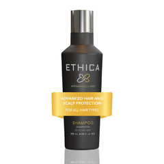 Ethica Beauty front bottle view showing label and travel-friendly 8.45 oz size