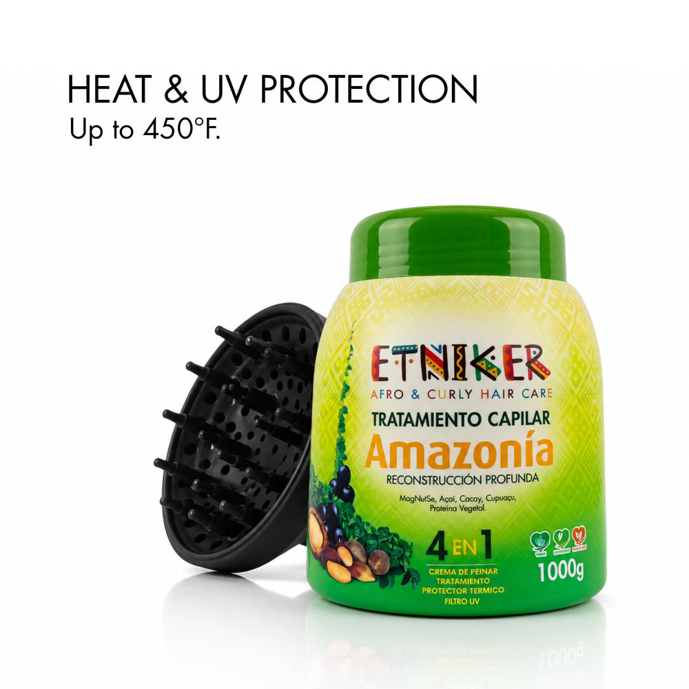 Etniker Amazonia label close-up showing ingredient list and no-silicone claim