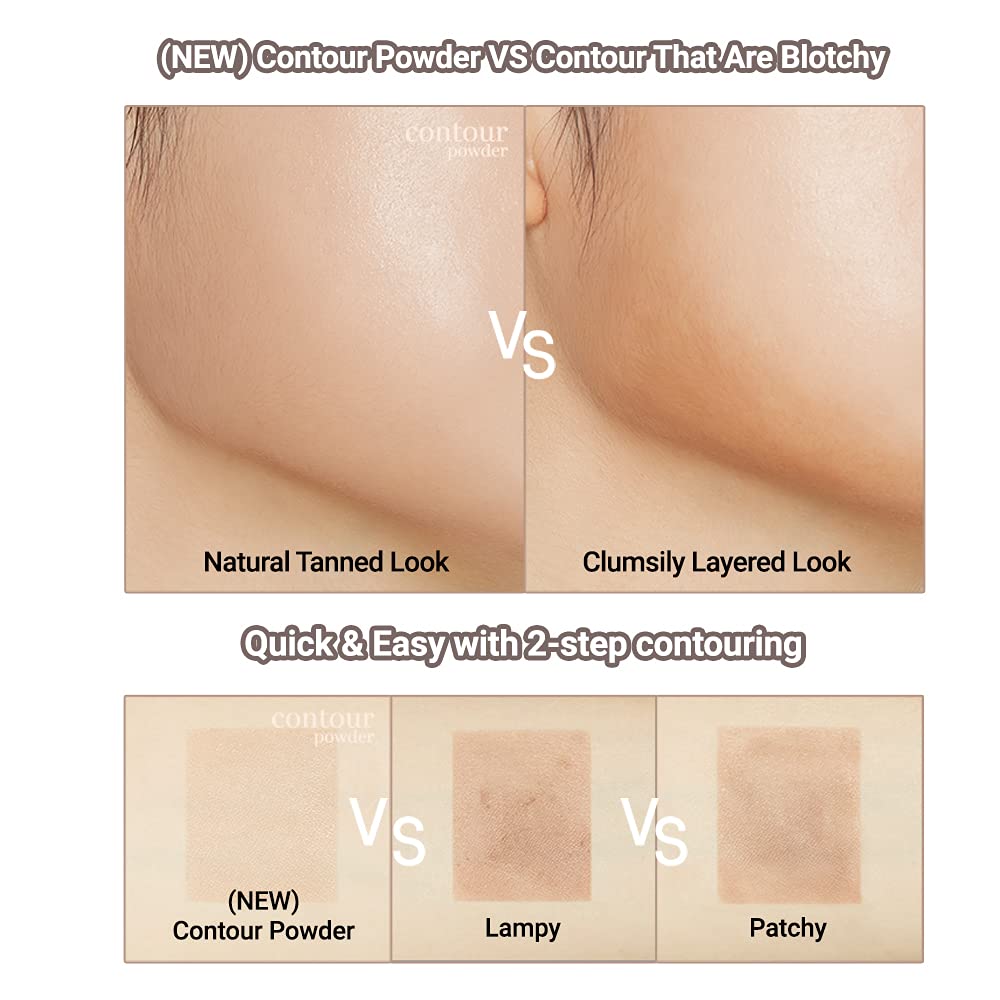 ETUDE contour applied half face before and after shows natural shadowing benefit