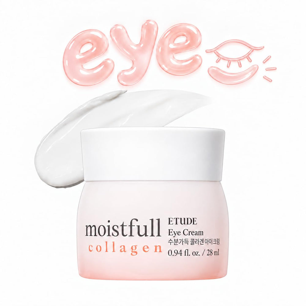 ETUDE jar front view showing compact hydrating eye cream packaging and branding