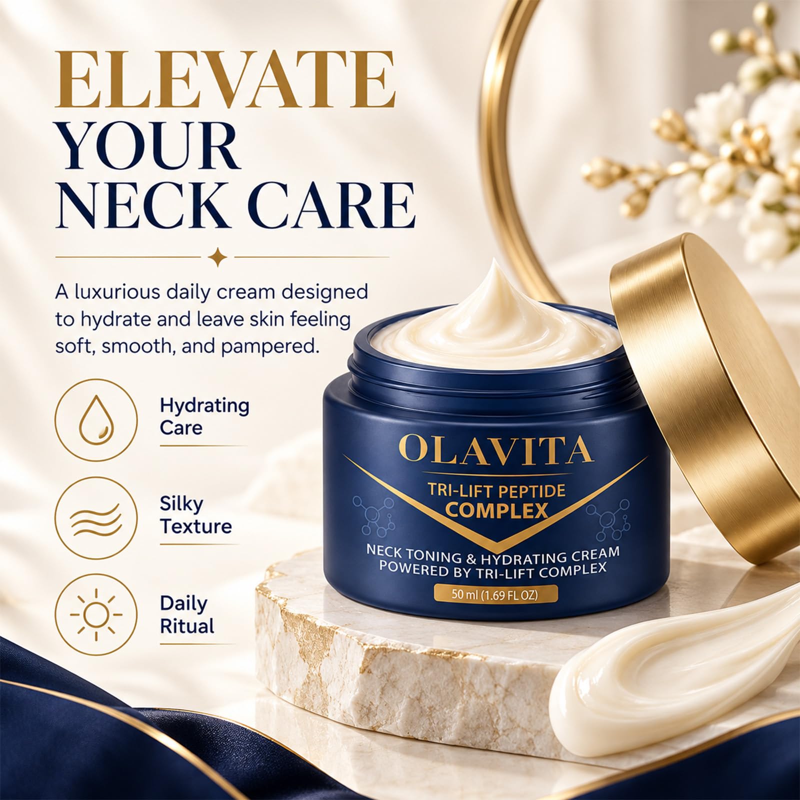 ETUIH Olavita cream texture close-up showing smooth, hydrating finish