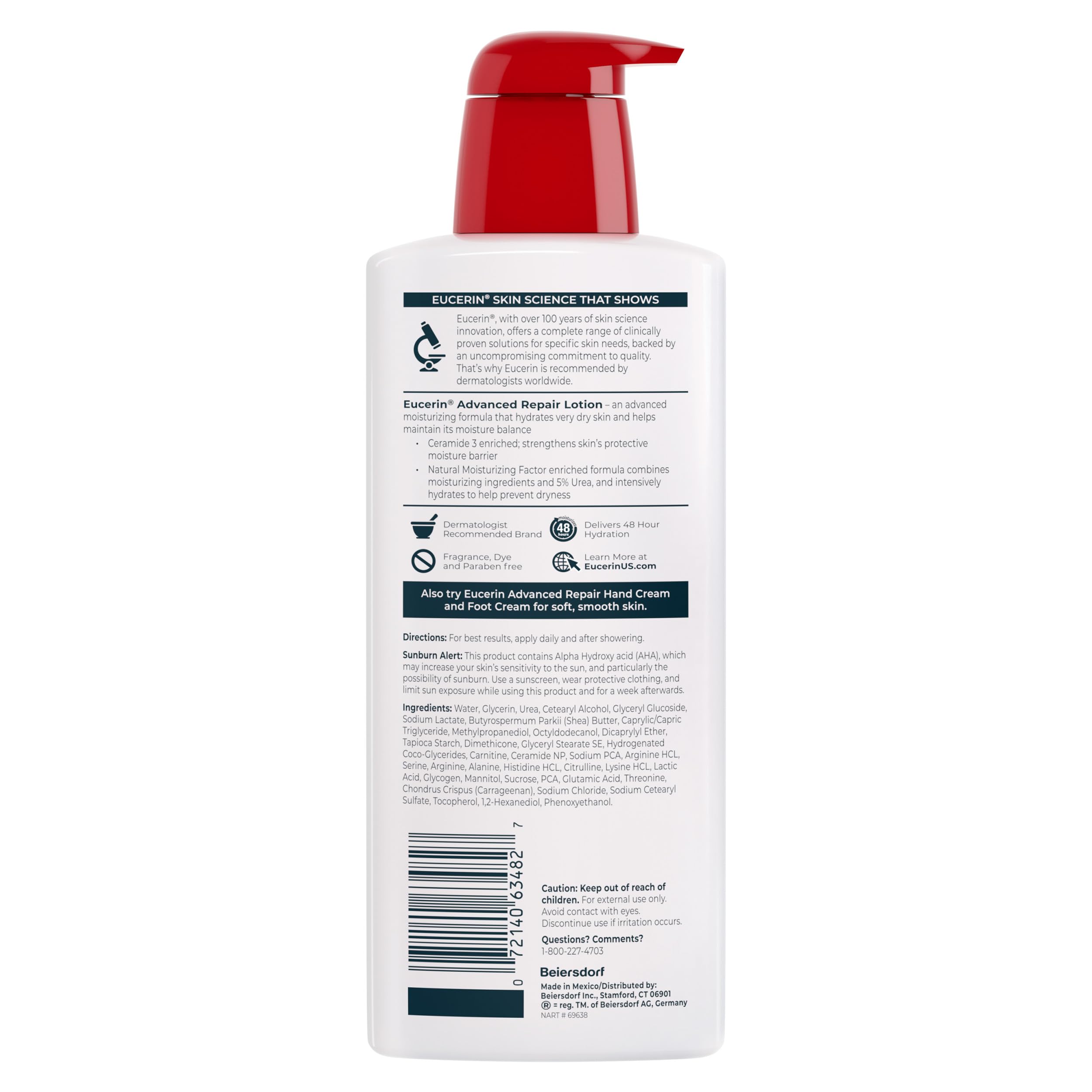 Eucerin products displayed in bathroom for daily routine convenience