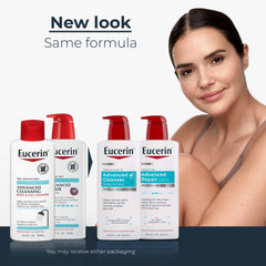 Eucerin cleanser pump detail highlighting easy dispensing and gentleness