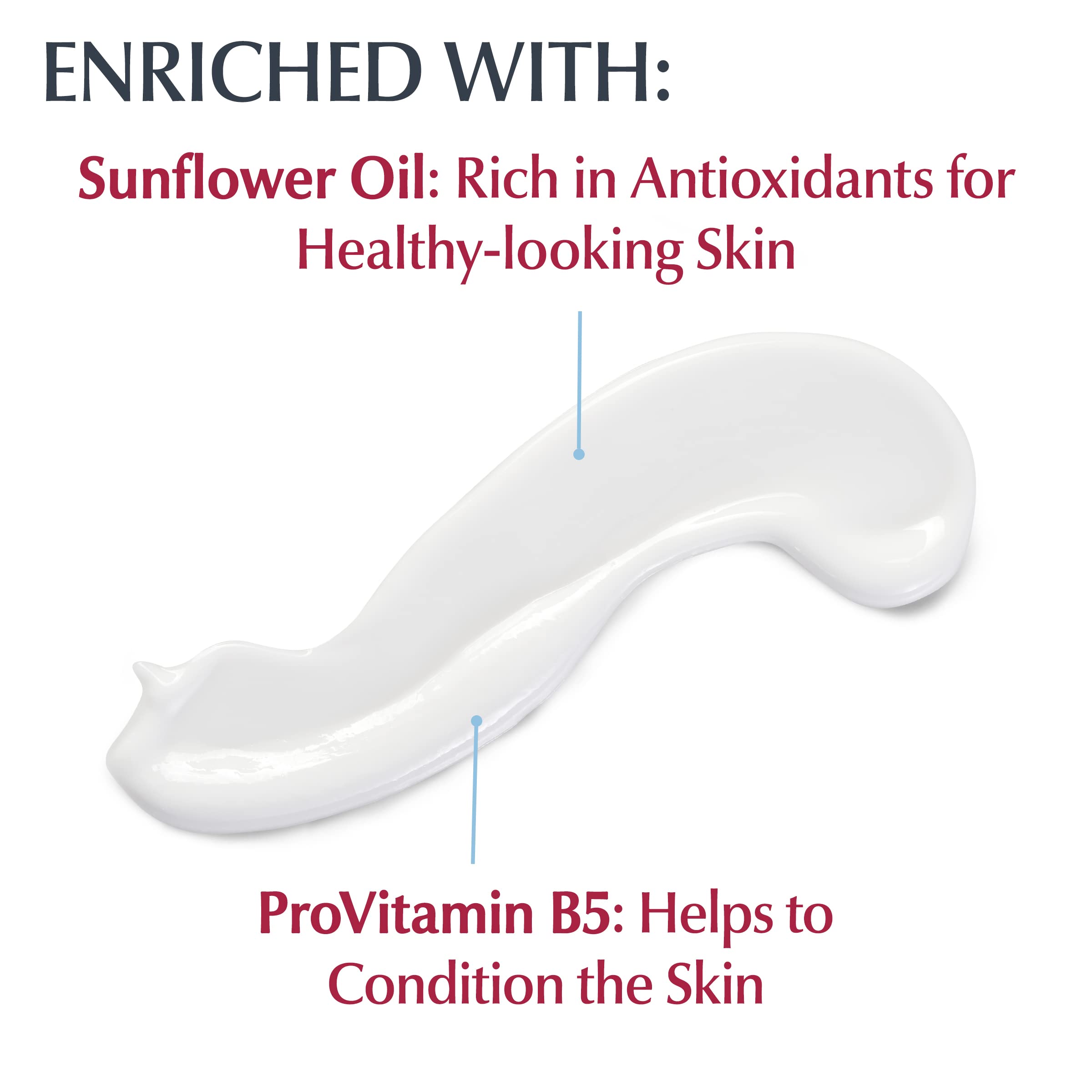 Eucerin three bottles lineup illustrating long-lasting supply convenience