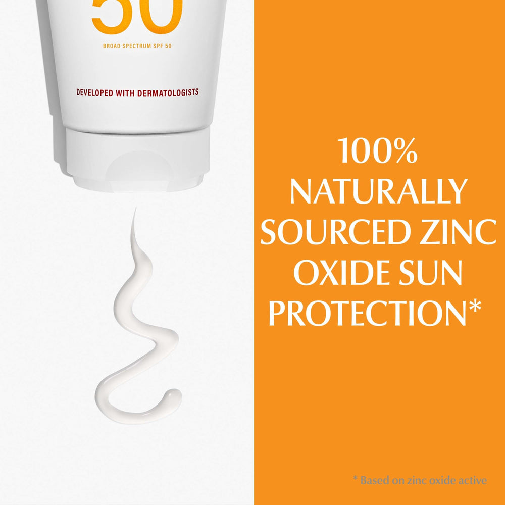 Eucerin applying sunscreen to face demonstrating gentle finish benefit