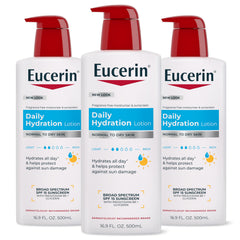Eucerin front multipack pump bottles showing product convenience and value