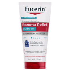 Eucerin hydrogel front packaging showing product and benefit of lightweight hydration