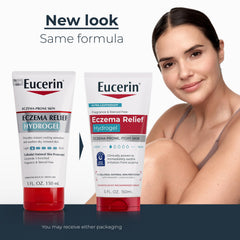 Eucerin hydrogel open tube texture demonstrating quick absorption and non-greasy feel