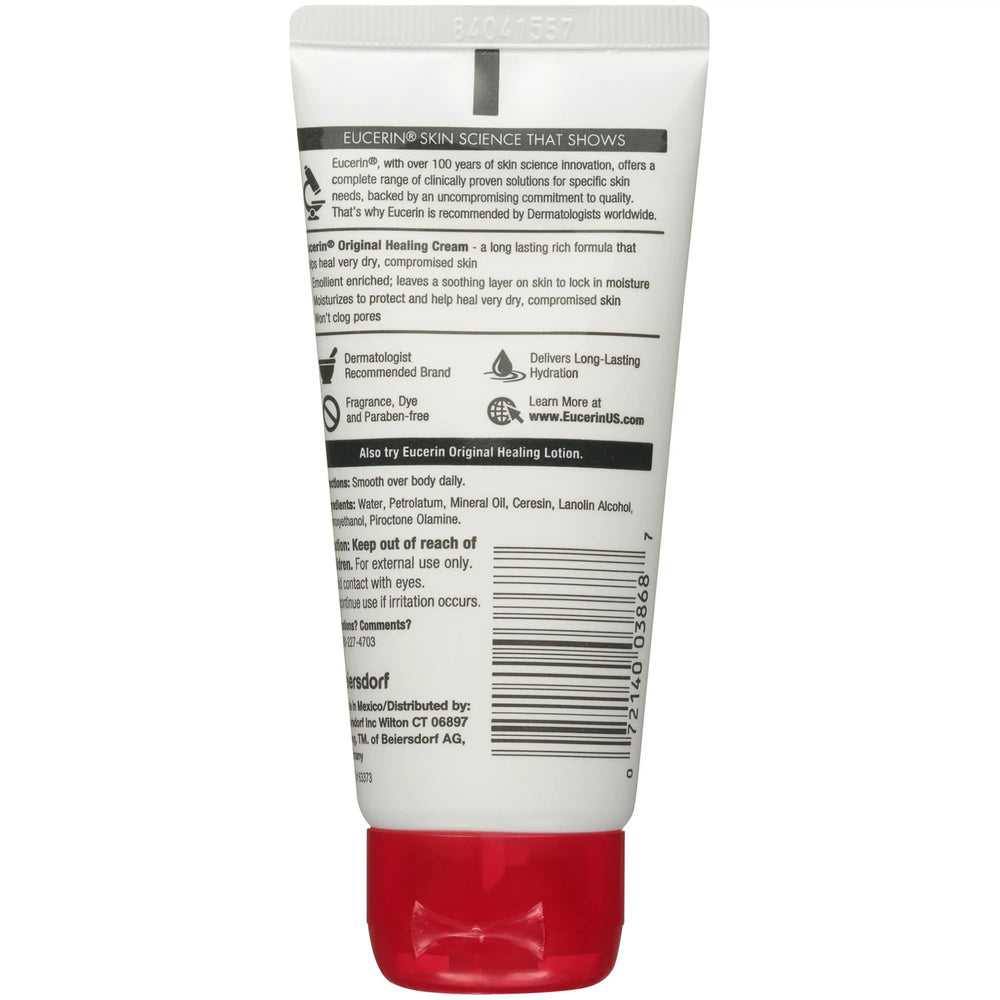 Side profile of Eucerin jar with cap to show sturdy packaging and secure closure
