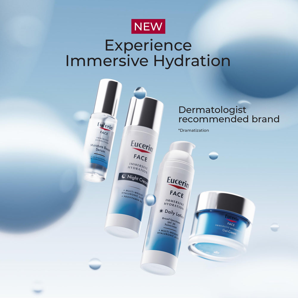 Eucerin night cream with antioxidant imagery highlighting protection benefit