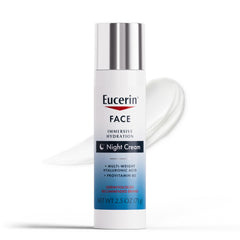 Eucerin night cream front jar showing packaging and hydration benefits