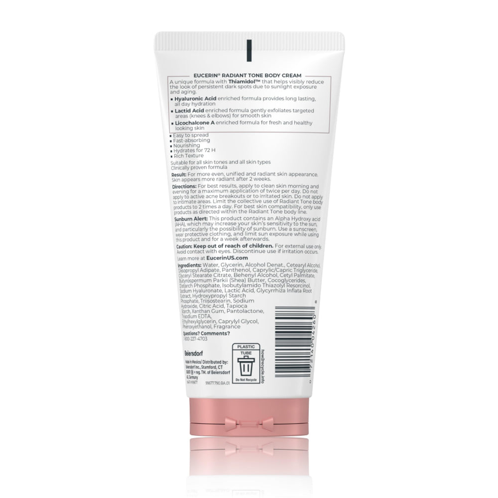Eucerin tube staged on bathroom shelf suggesting daily routine convenience benefit