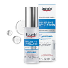 Eucerin bottle front view showing sleek packaging and brand hydration benefit