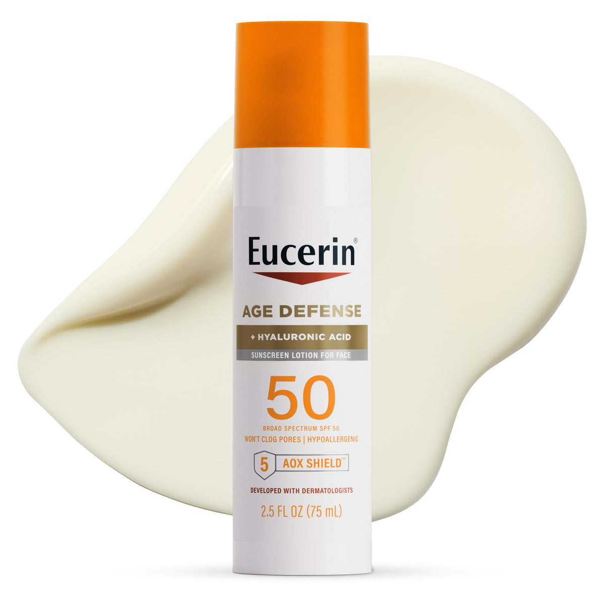 Eucerin front packaging showing SPF 50 for lightweight daily protection