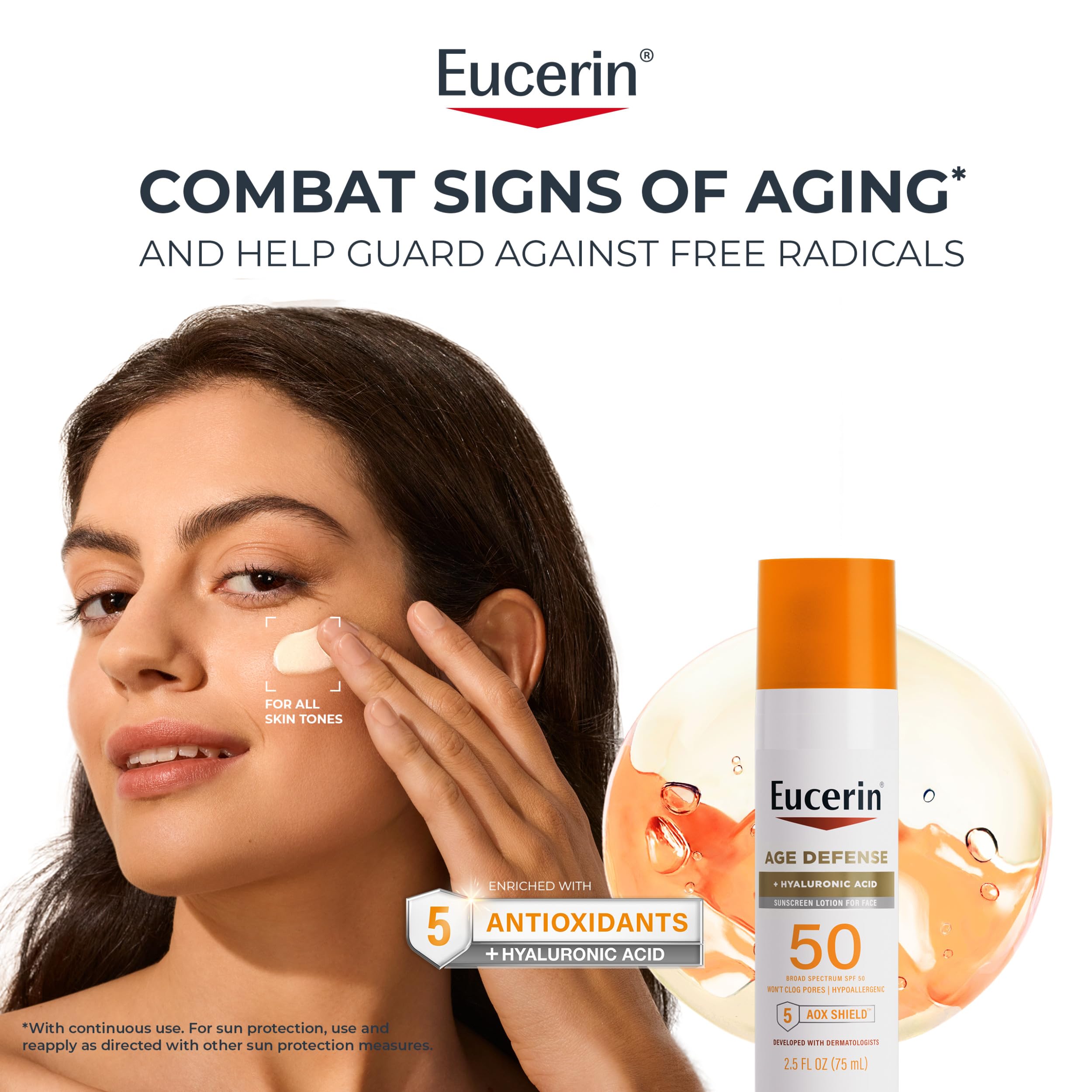 Eucerin lotion texture close-up showing smooth, non-greasy feel