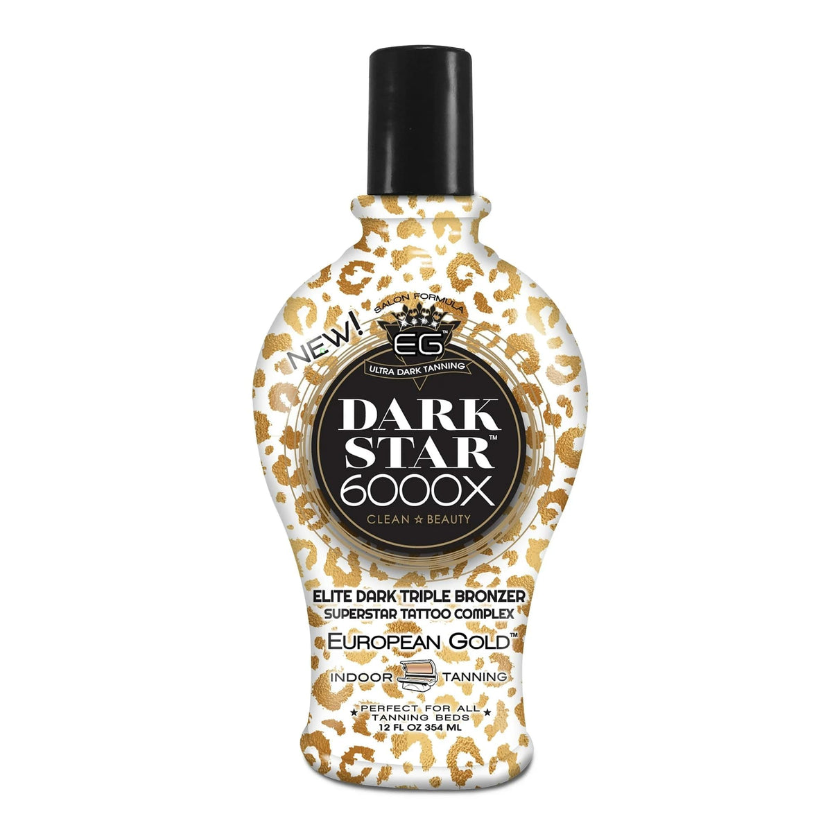 European Gold front bottle showing label and benefits for deep tanning